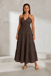 Robe longue col halter dos nu | Lounelle Paris