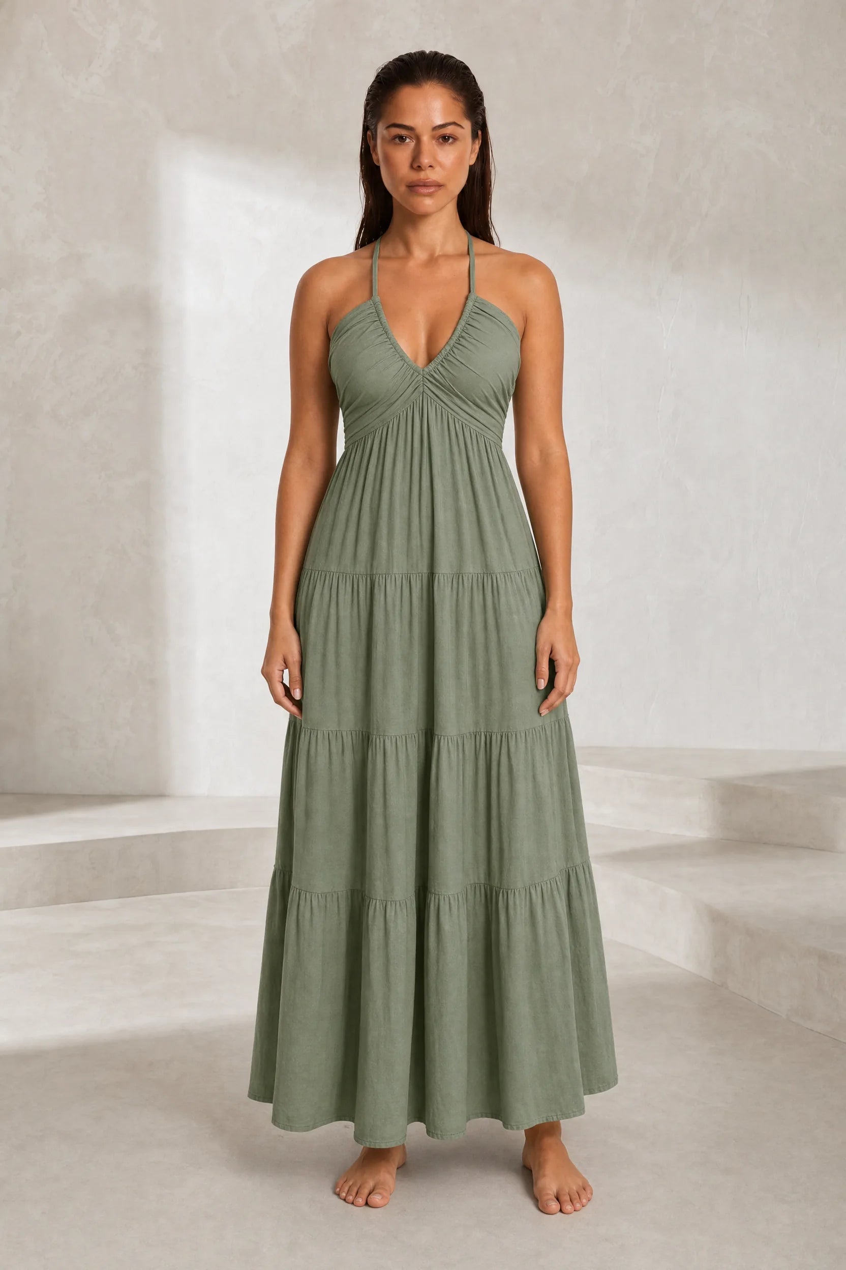 Robe longue col halter dos nu | Lounelle Paris