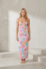 Robe longue florale fines bretelles