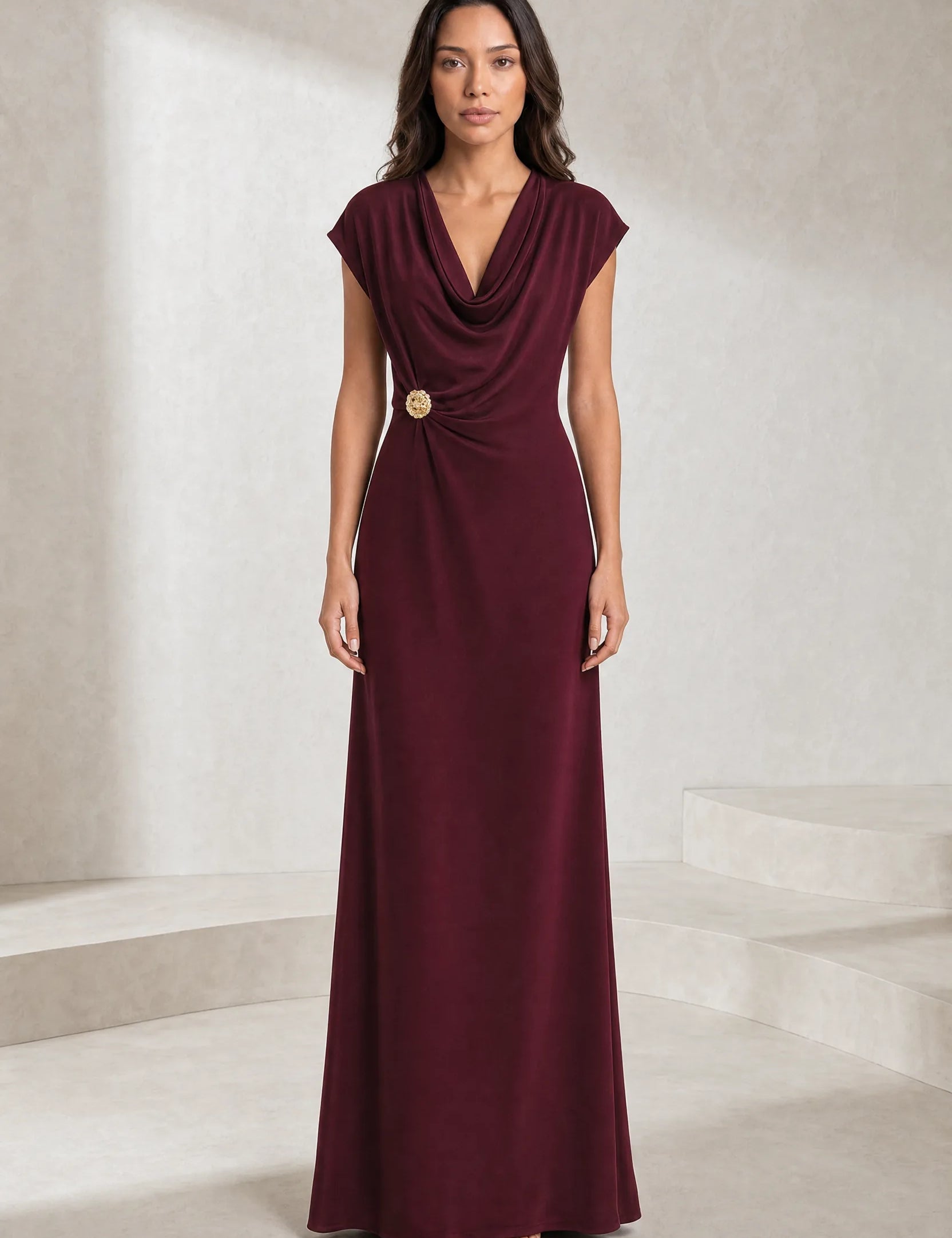 Robe longue fluide col drapé | Lounelle Paris