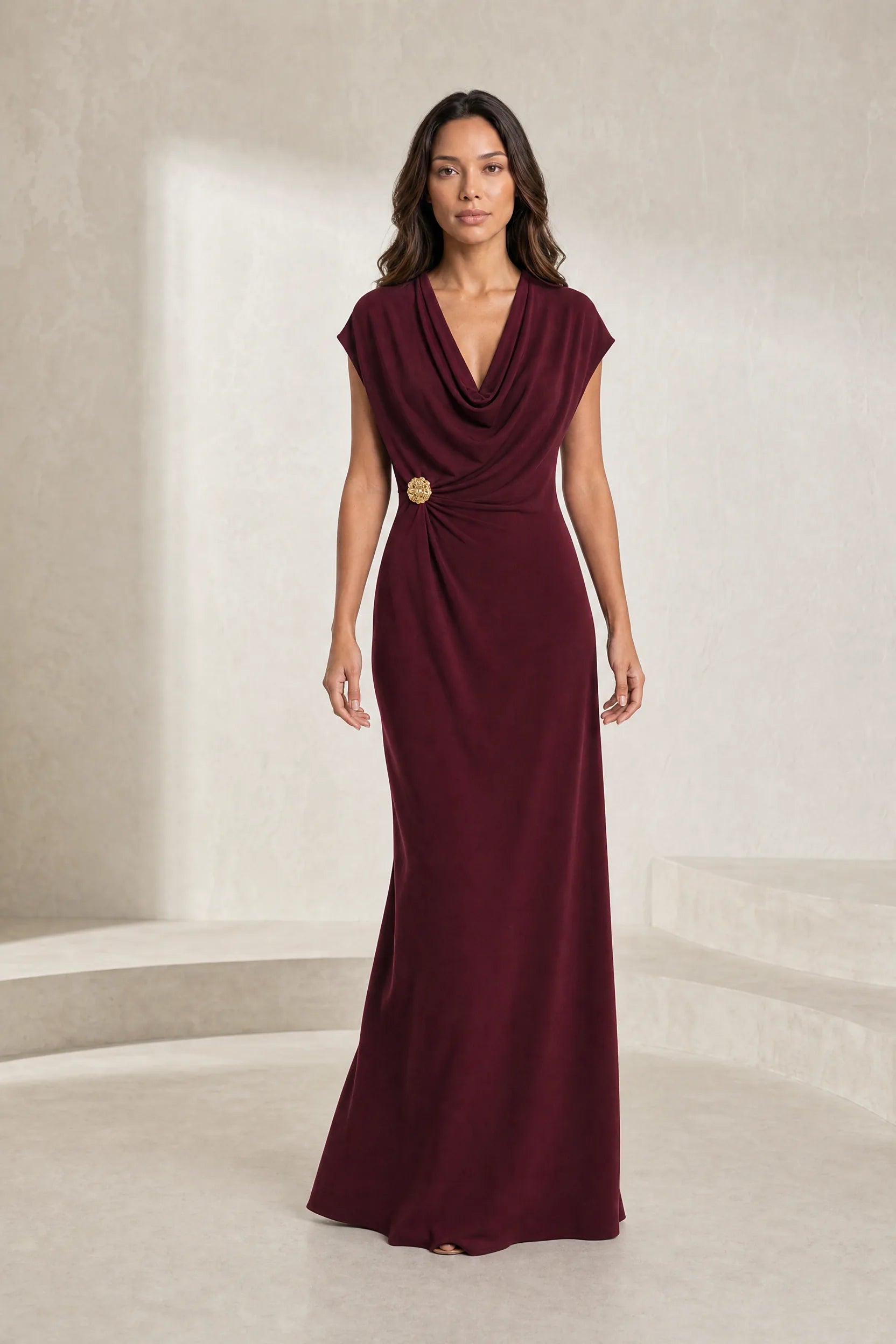 Robe longue fluide col drapé | Lounelle Paris