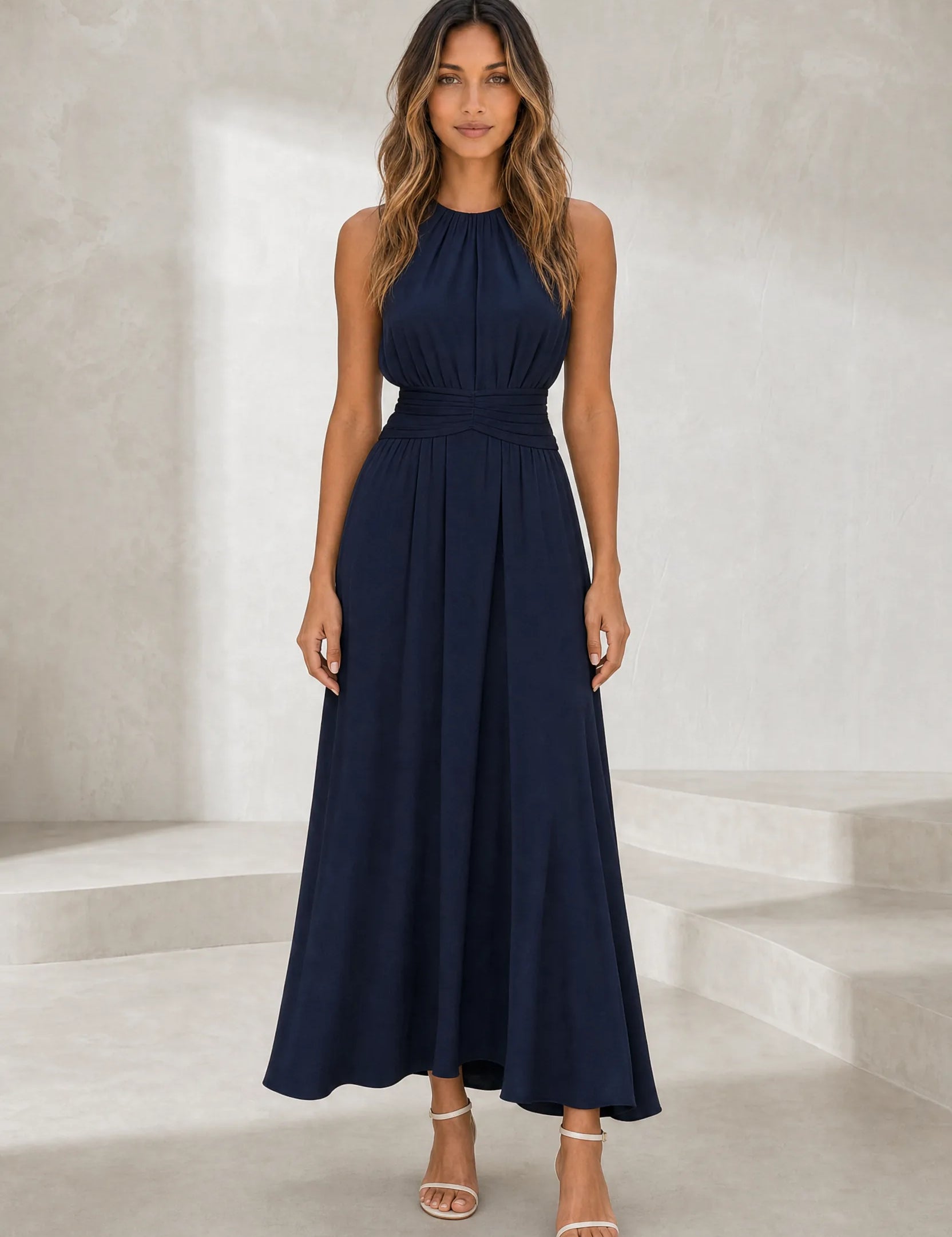 Robe longue fluide taille drapée | Lounelle Paris