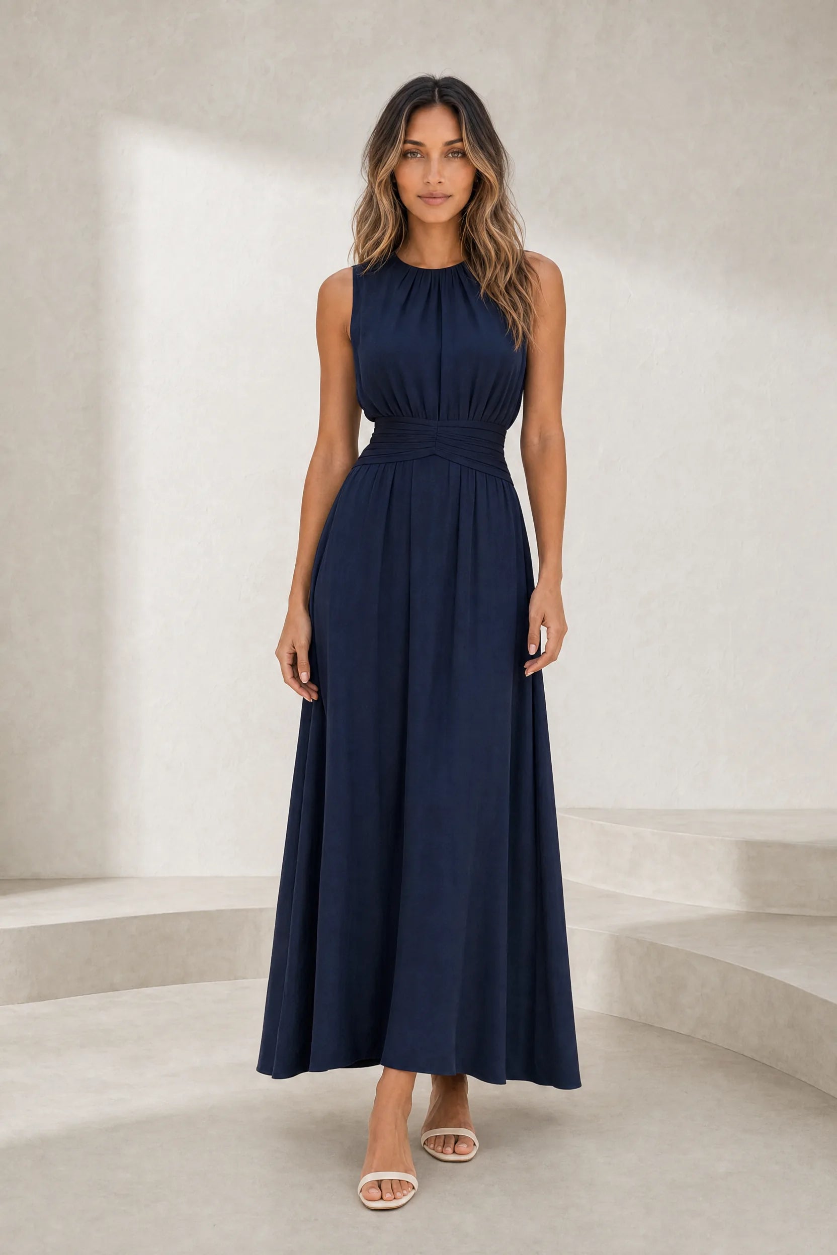Robe longue fluide taille drapée | Lounelle Paris
