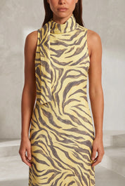 Robe longue imprimé zèbre col écharpe | Lounelle Paris