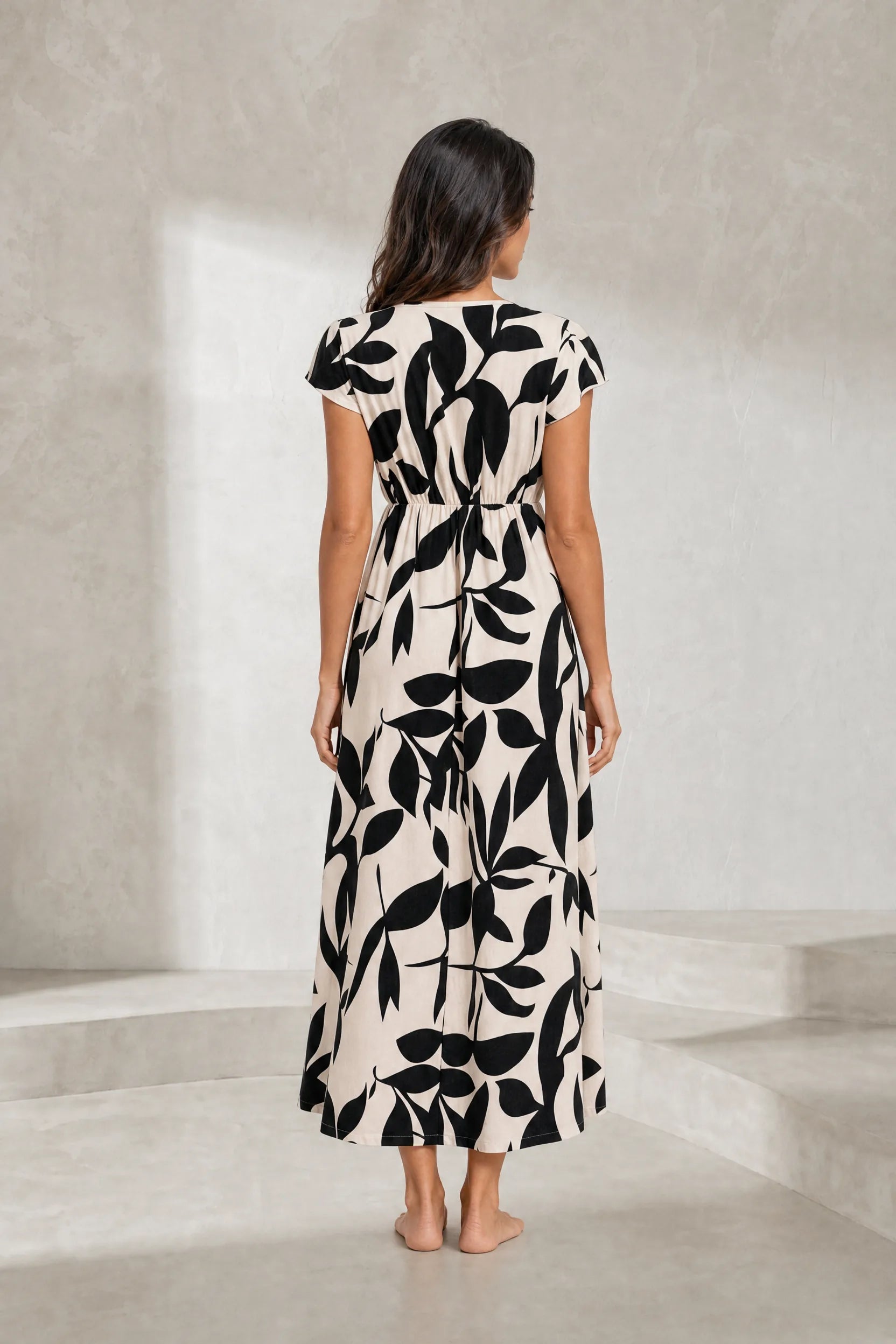 Robe longue imprimée col V | Lounelle Paris