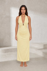 Robe longue jaune dos nu