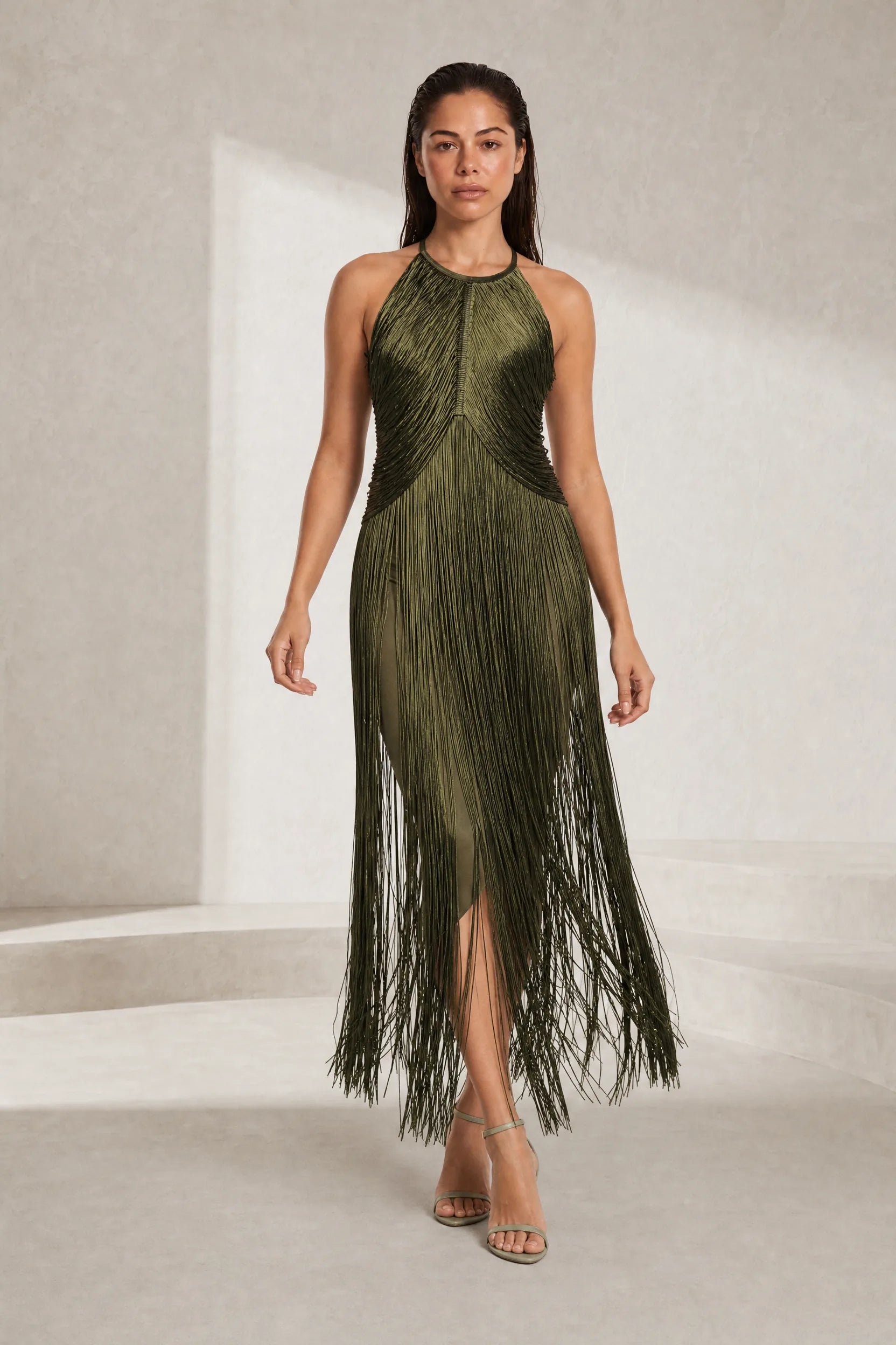 Robe longue licou à franges | Lounelle Paris