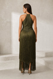 Robe longue licou à franges | Lounelle Paris