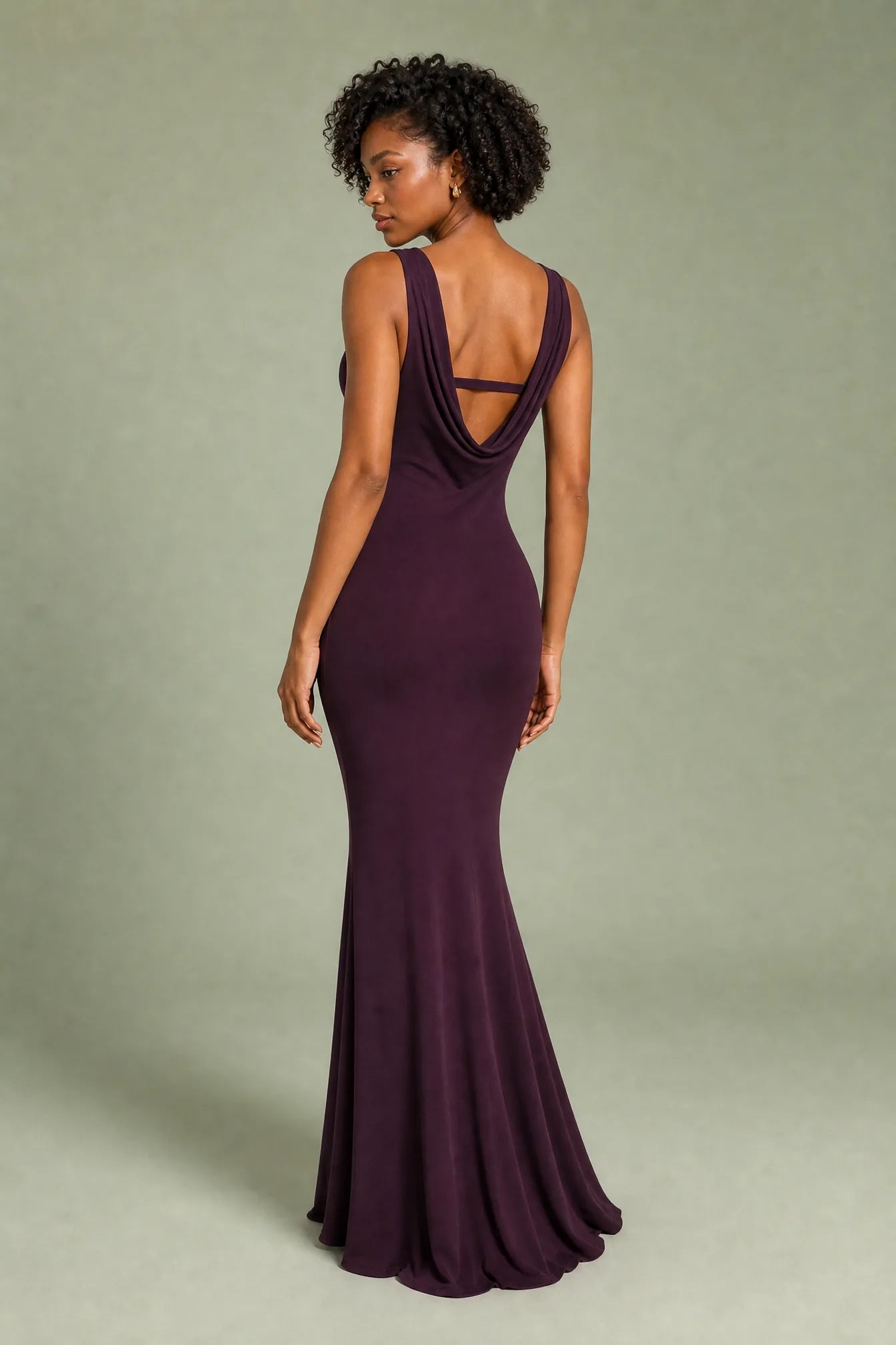 Robe longue prune bustier dos nu | Vue de dos | Lounelle Paris