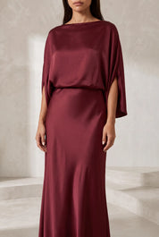 Robe longue satinée encolure bateau | Lounelle Paris