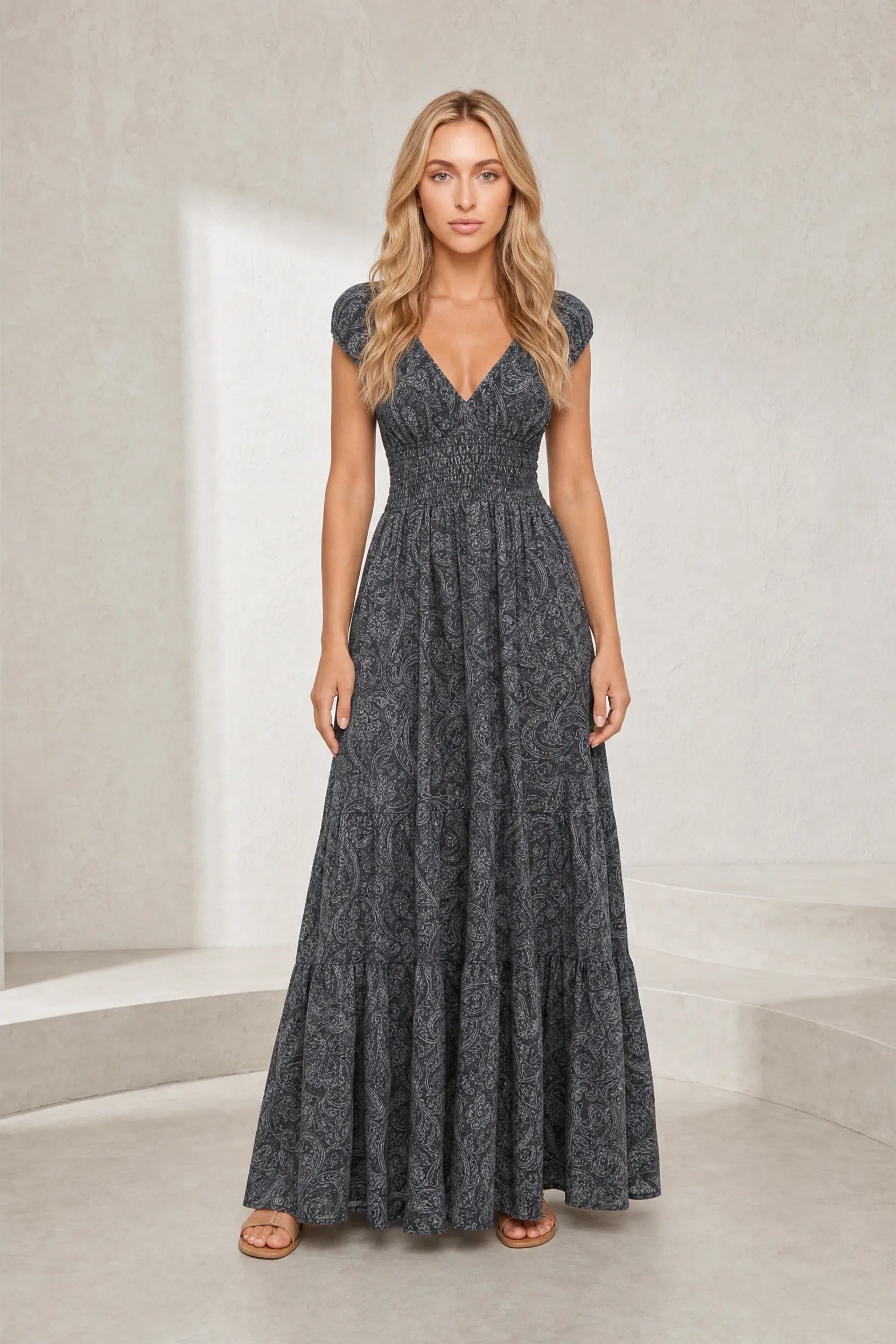 Robe longue smockée à imprimé floral | Lounelle Paris