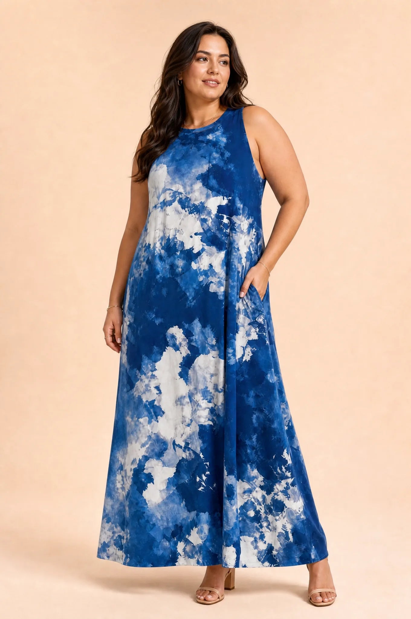Robe longue tie-dye | Porté sur une silhouette plus ronde | Lounelle Paris