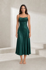 Robe longue vert foncé dos lacé
