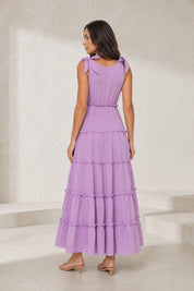Robe longue violette à bretelles | Lounelle Paris