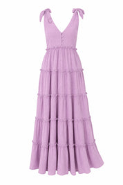 Robe longue violette à bretelles | Lounelle Paris