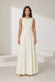 Robe longuecrème évasée sans manches | Lounelle Paris