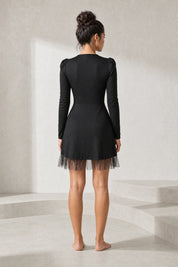Robe noire col carré tulle | Lounelle Paris