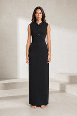 Robe noire col montant sans manches