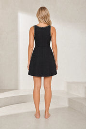 Robe noire encolure carrée sans manches | Lounelle Paris