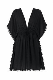 Robe noire fluide manches chauve-souris | Lounelle Paris