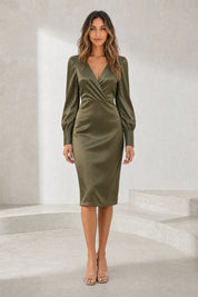 Robe satinée à col V | Lounelle Paris