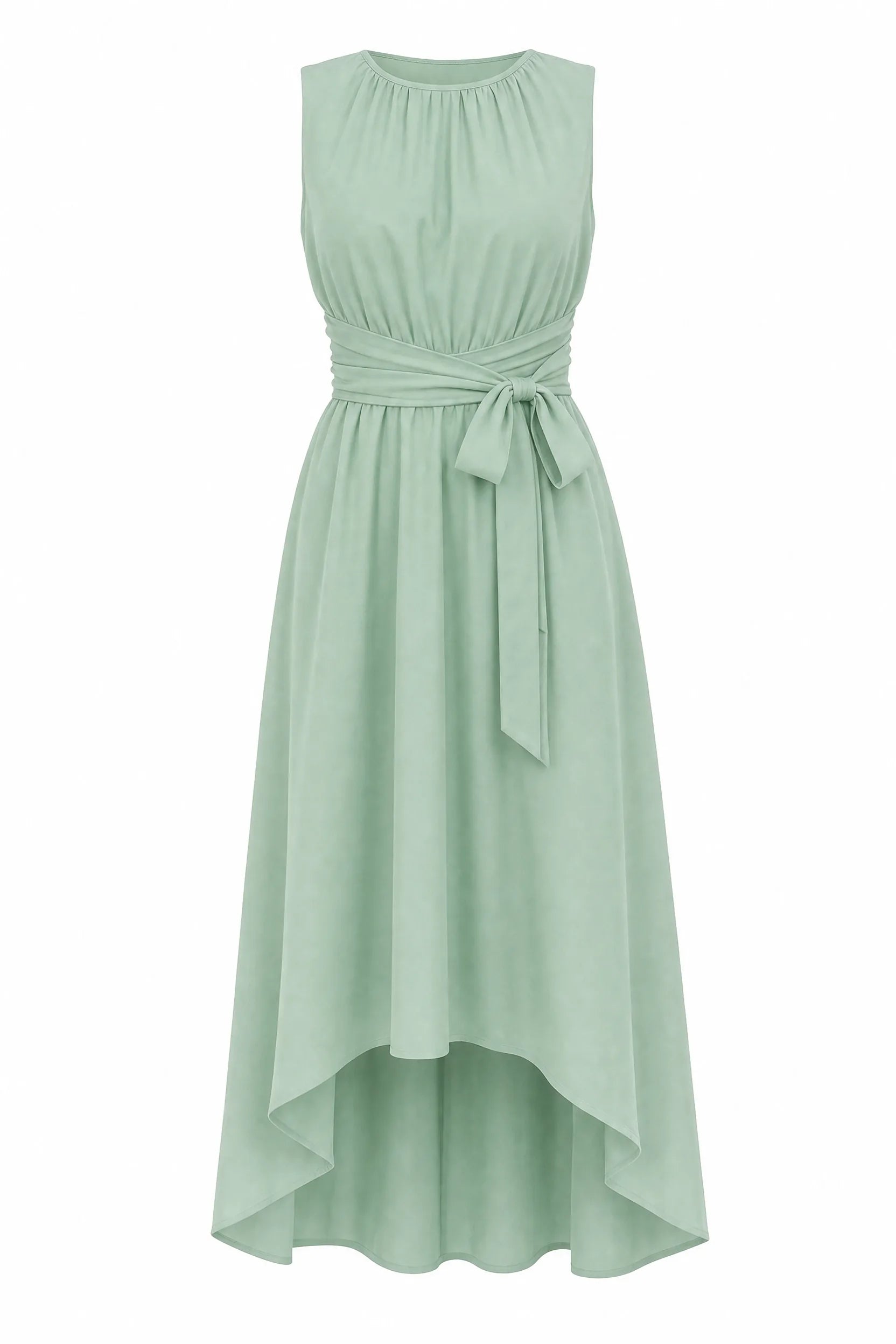 Robe vert menthe asymétrique sans manches | Lounelle Paris