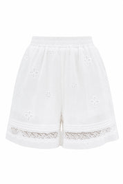 Short blanc brodé taille haute | Lounelle Paris