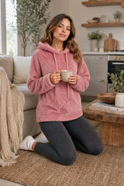 Sweat à capuche ample pelucheux | Variante Rose - Lifestyle | Lounelle Paris