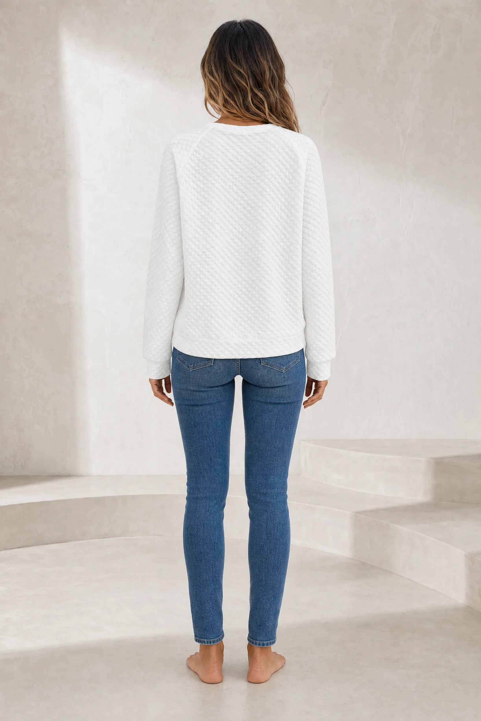 Sweat texturé col en V | Lounelle Paris