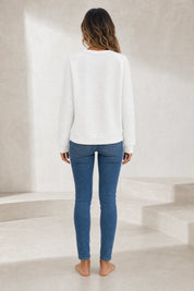 Sweat texturé col en V | Lounelle Paris