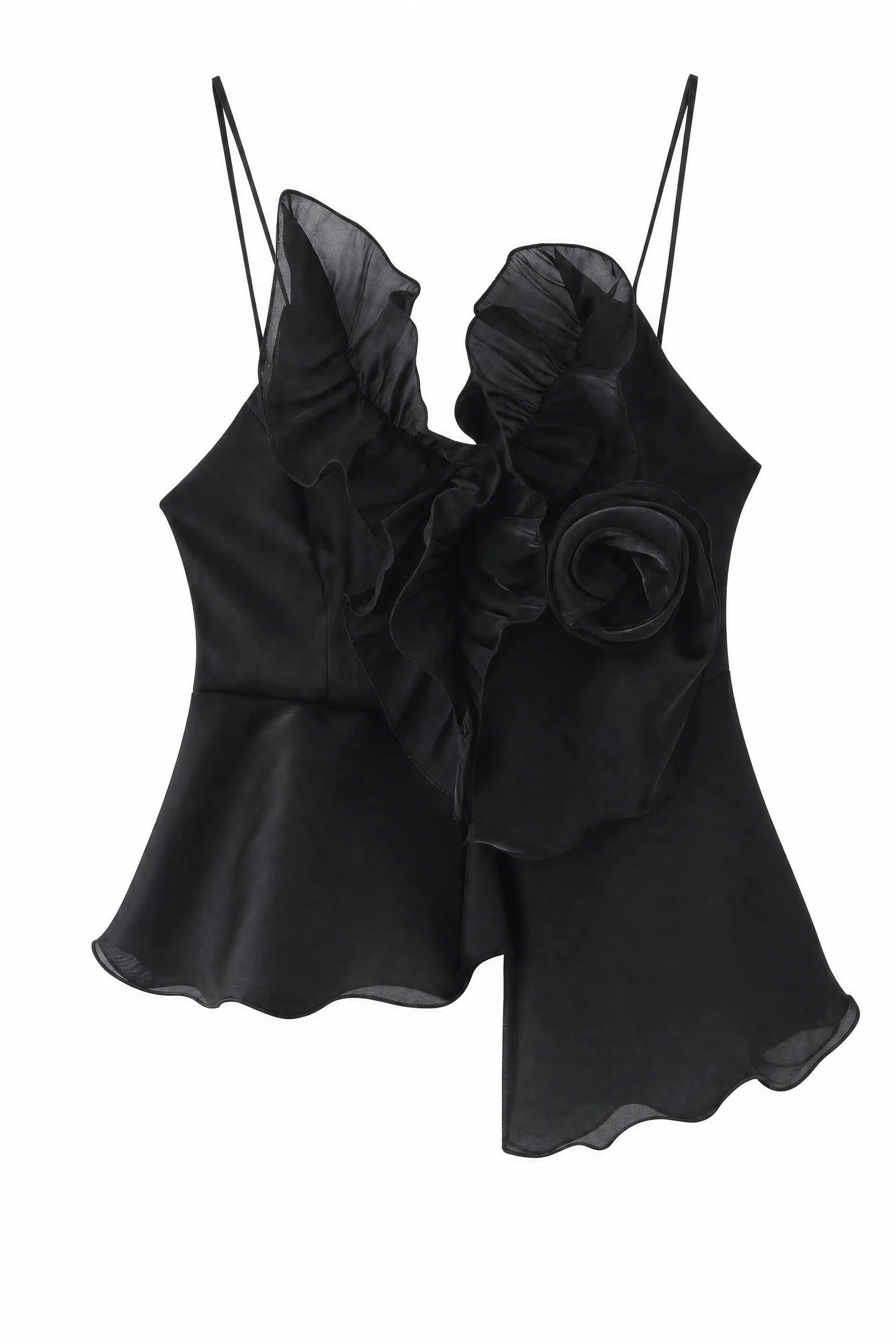 Top à bretelles à volants et fleur | Lounelle Paris