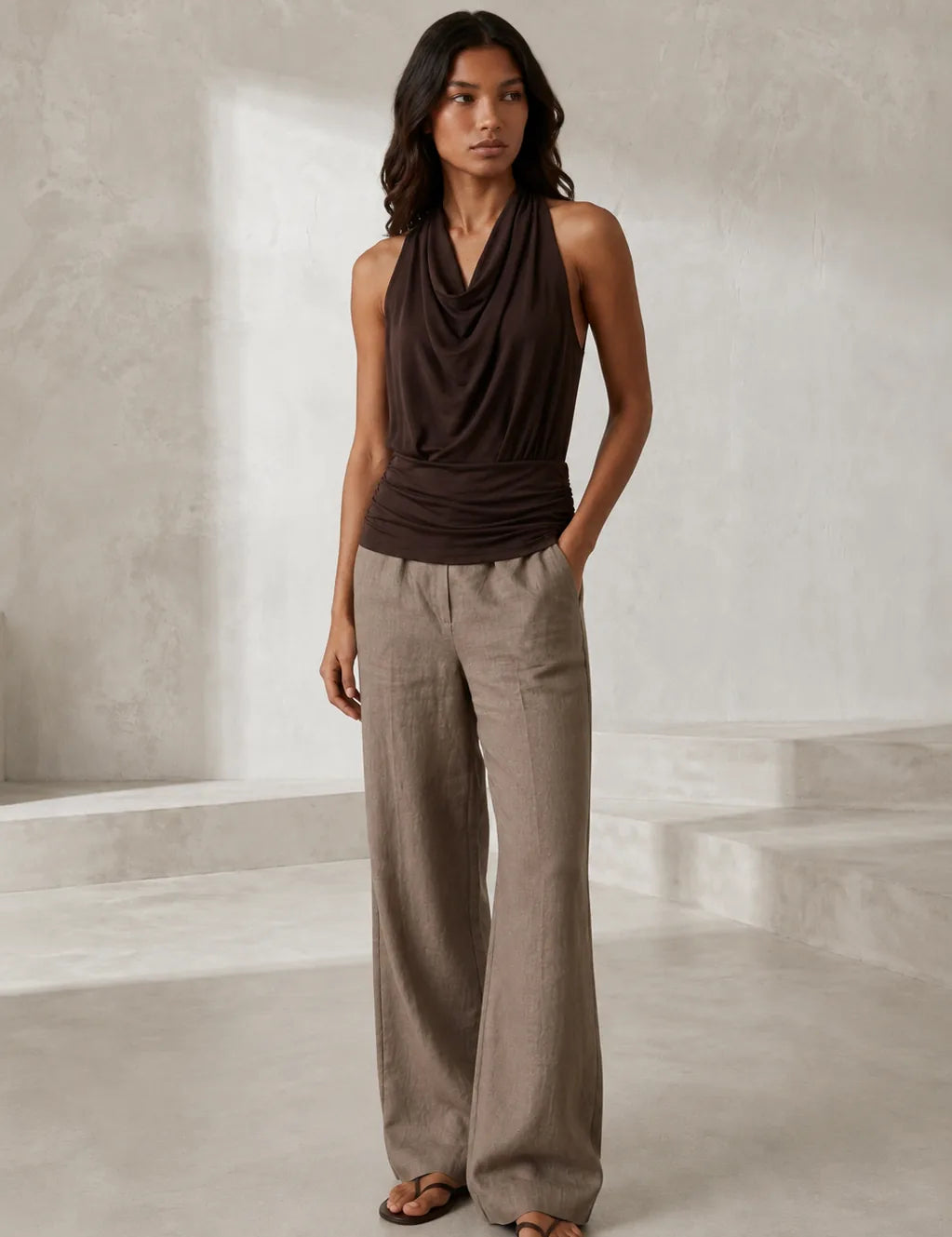 Top marron col licou dos nu | Lounelle Paris
