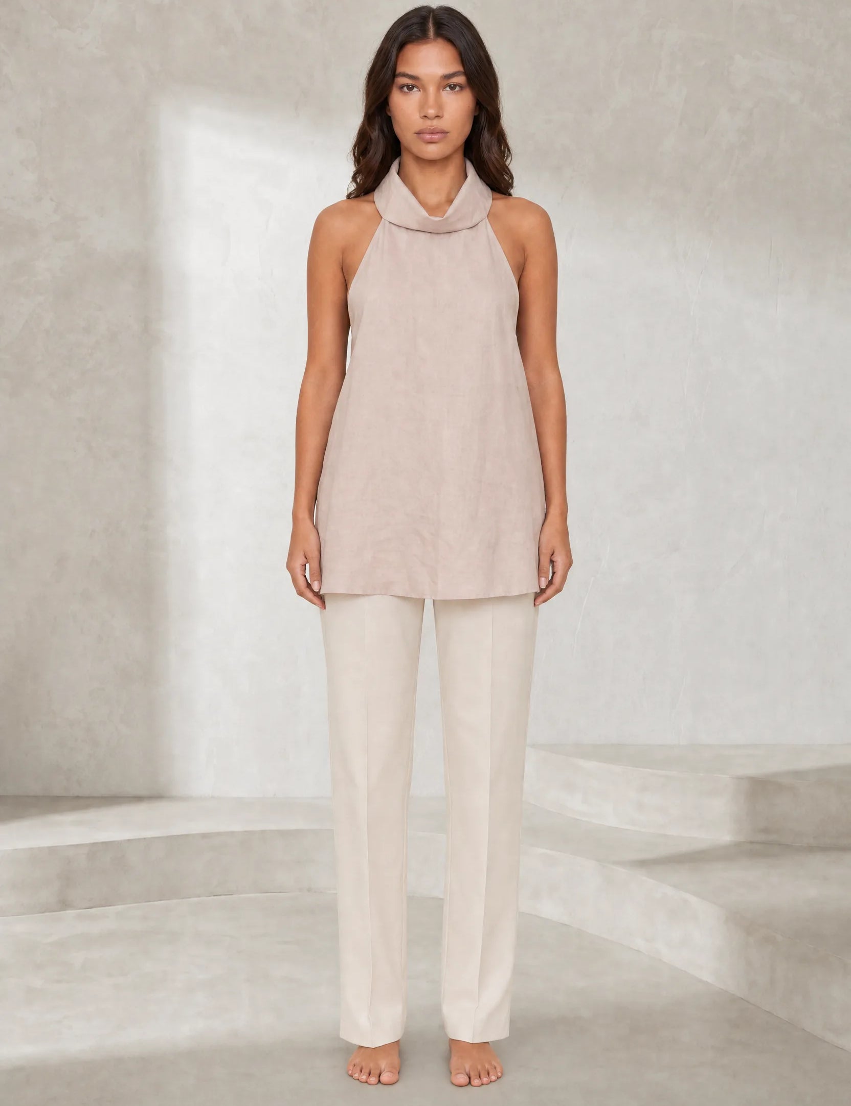 Top rose poudré col halter dos nu | Lounelle Paris