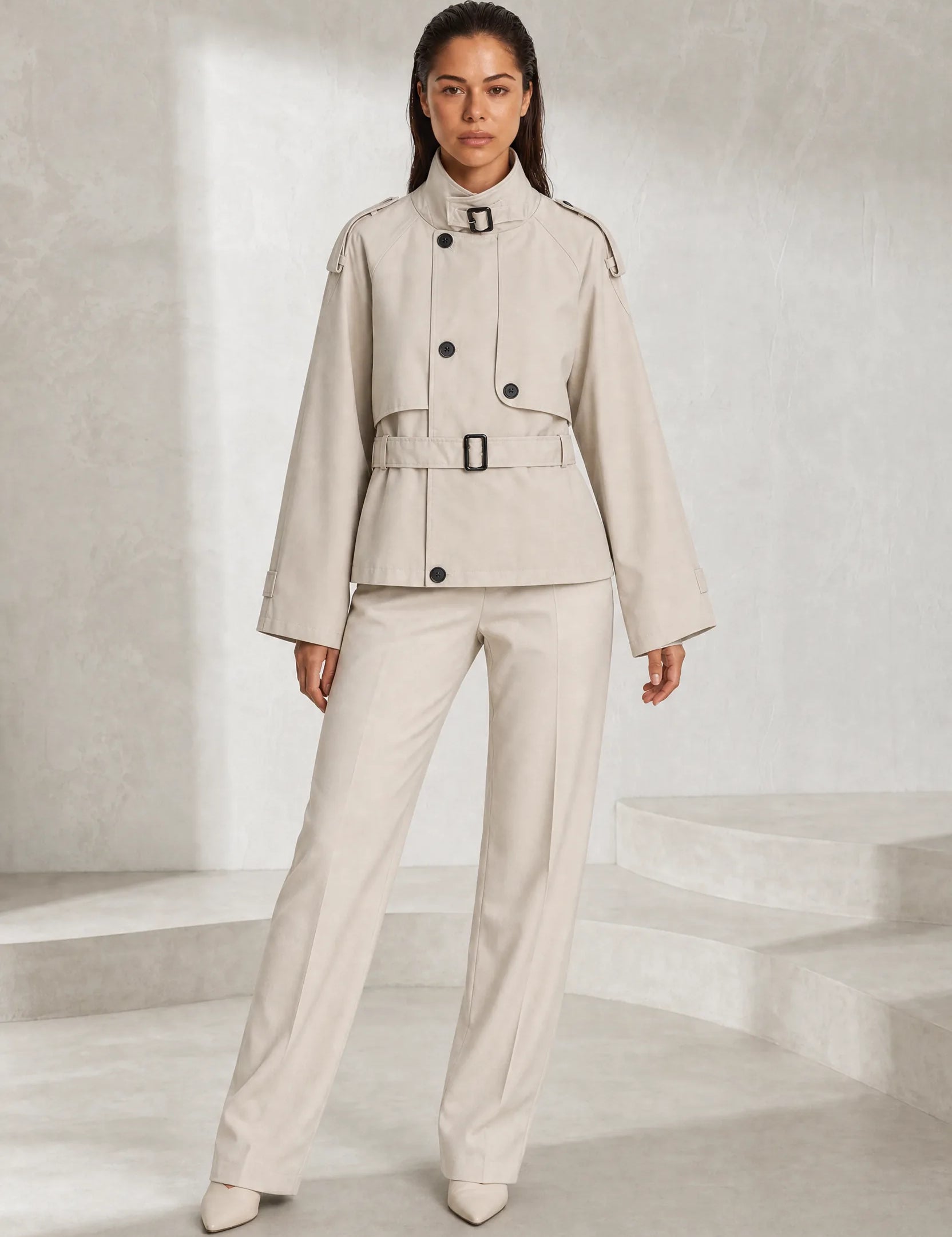 Trench Écru court ceinturé | Lounelle Paris