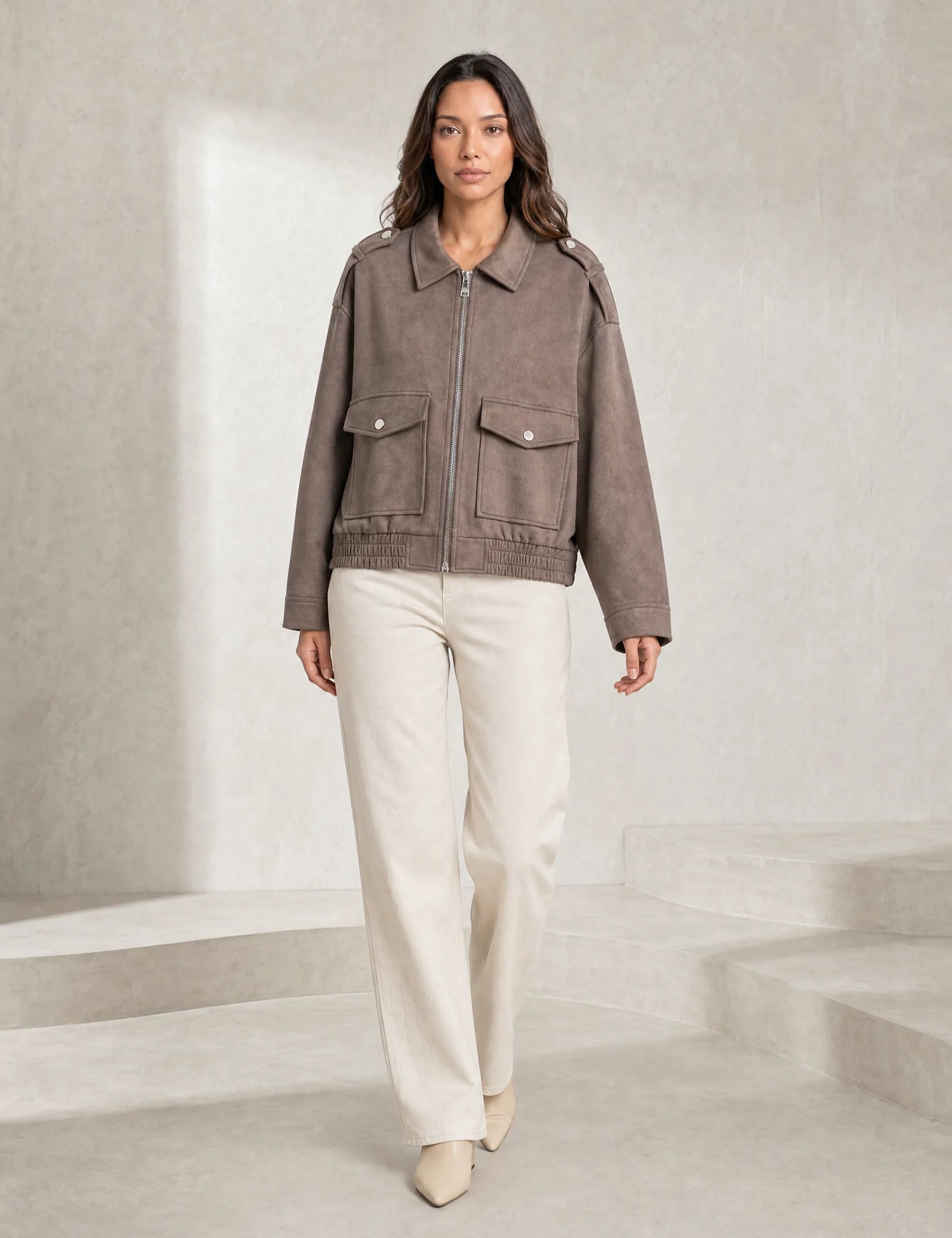 Veste ample effet suédine | Lounelle Paris