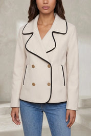Veste beige à double boutonnage | Lounelle Paris