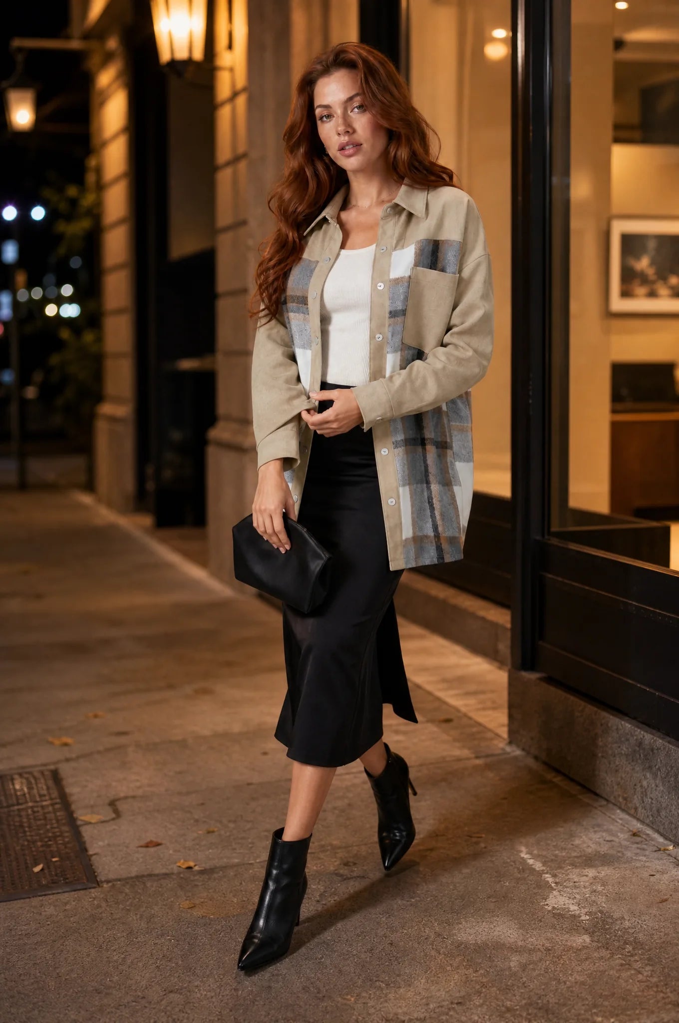 Veste chemise ample à carreaux à carreaux | Deuxième photo lifestyle | Lounelle Paris