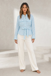 Veste chemise bleu clair à pois | Lounelle Paris