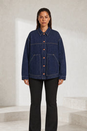 Veste en jean bleu foncé ample | Lounelle Paris