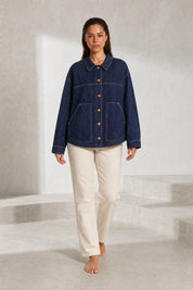 Veste en jean bleu foncé ample | Lounelle Paris