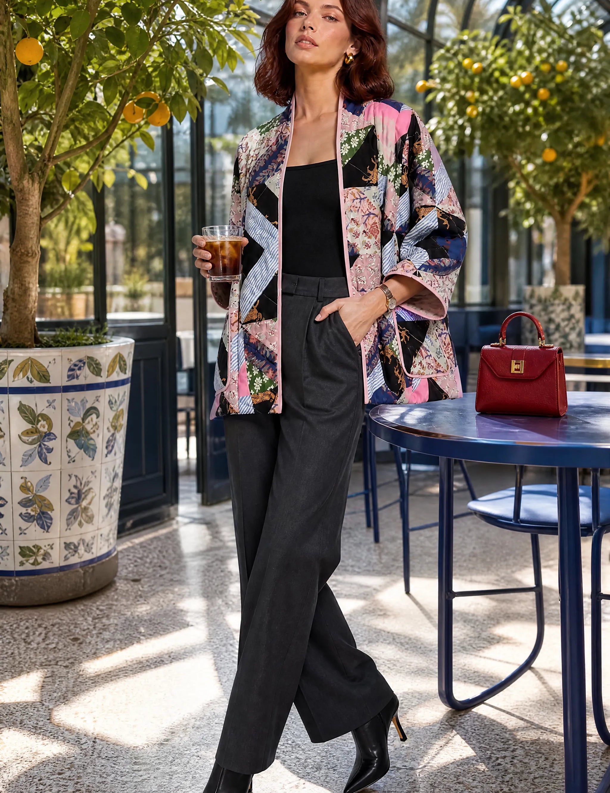 Veste matelassée imprimée ample | Photo lifestyle | Lounelle Paris