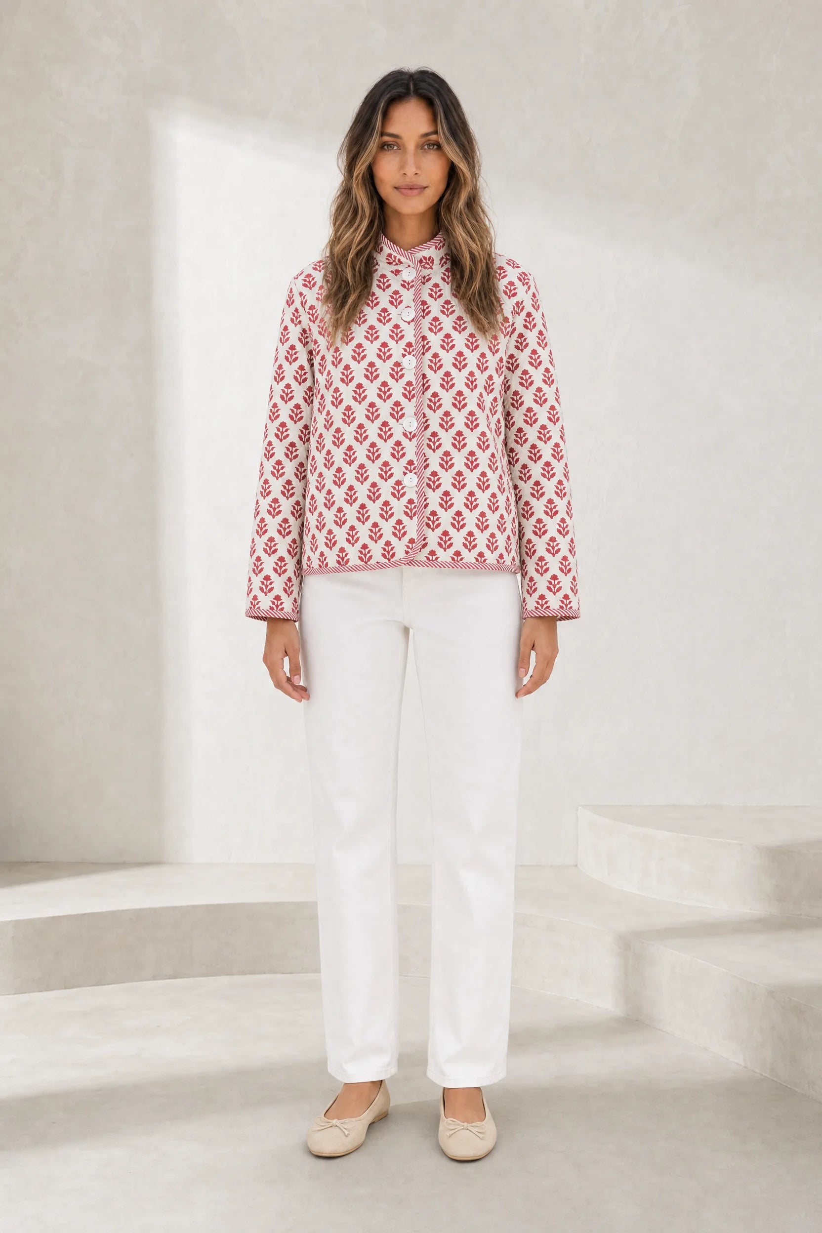 Veste matelassée imprimée col montant | Lounelle Paris