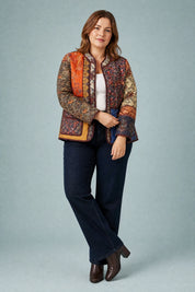 Veste matelassée patchwork coupe ample | Porté sur une silhouette plus ronde | Lounelle Paris